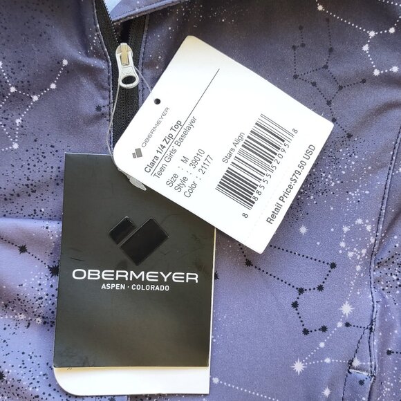 NWT Obermeyer Girl Teen 1/4 Zip Baselayer Ski Snowboard Winter Stars Size Medium - Picture 8 of 11